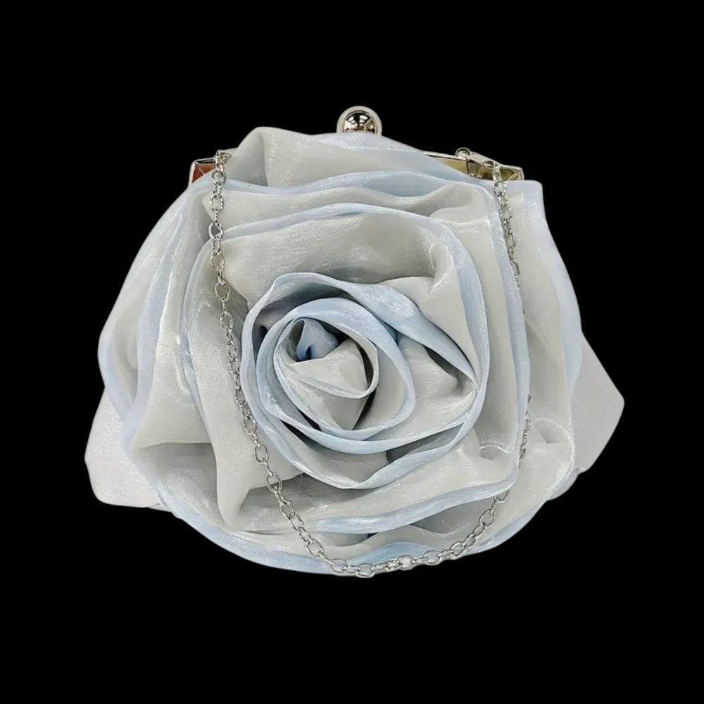 Sophisticated White Rose Wristlet Clutch